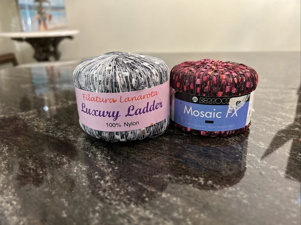 Lot of 2 - Filatura Lanarota & BERROCO Luxury Ladder Trellis Yarn Silvery Pink
